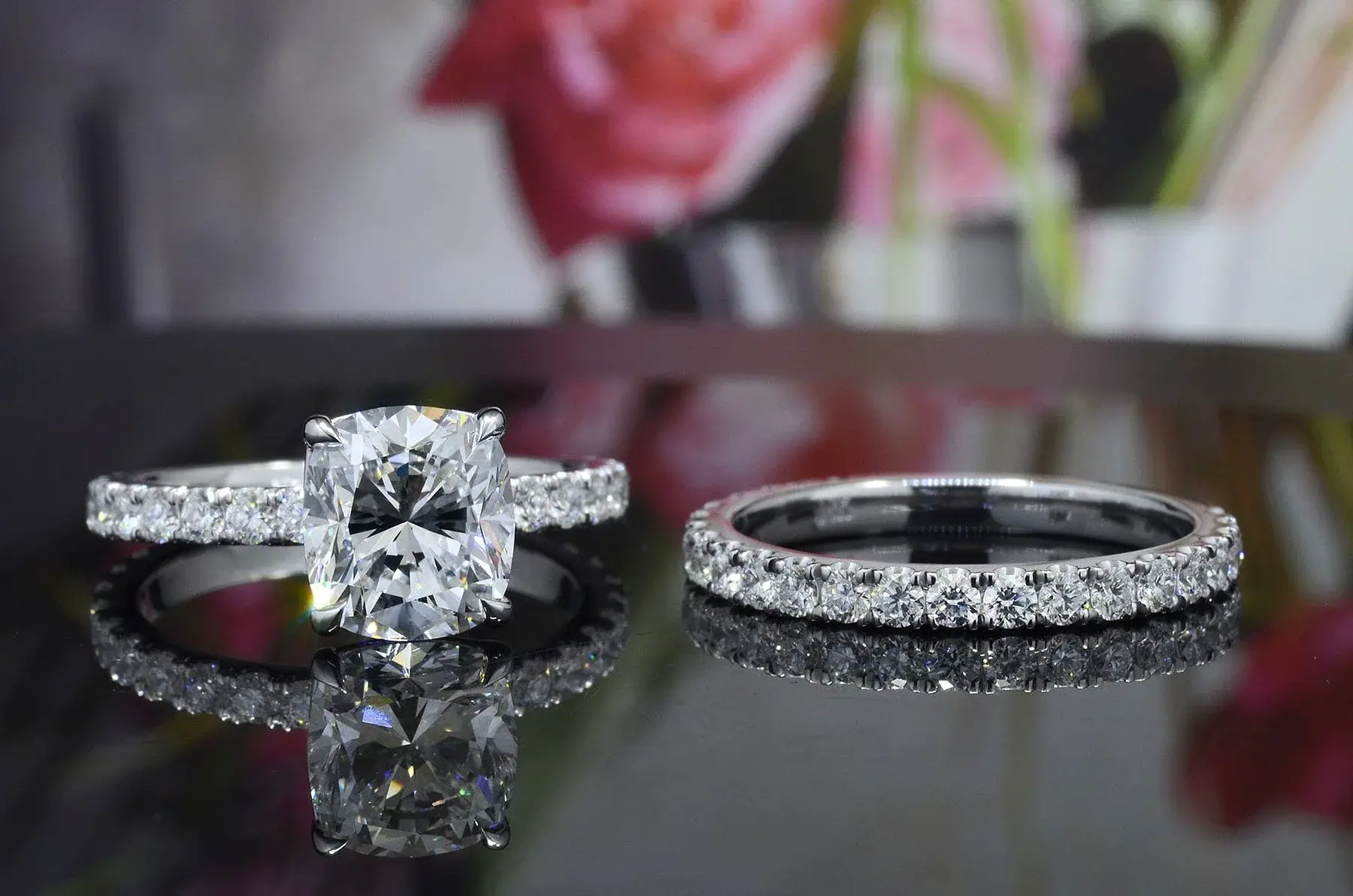 Cushion-cut diamond engagement ring